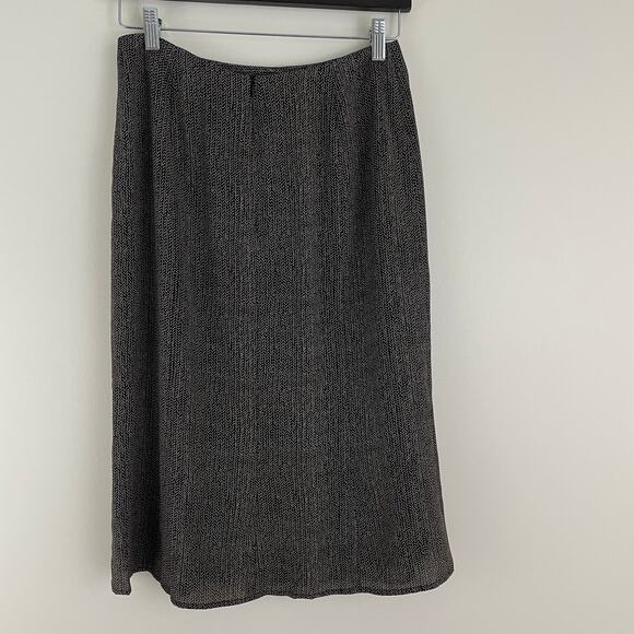 Talbots Womens 100% Pure Silk Sz 8 A-Line Black & Brown All Over Print Skirt - Picture 2 of 10